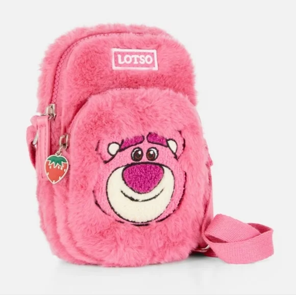 NWT Disney Lotso Bear Plush Crossbody Bag Cell Phone Holder - Picture 2 of 5